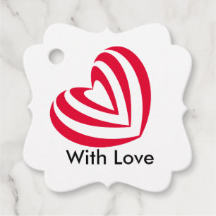 Abstract Red Heart Minimalist Love Symbol Favour Tags