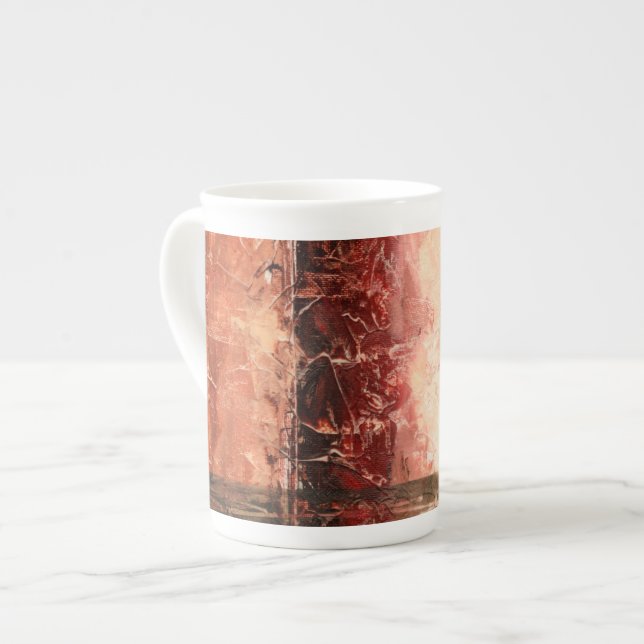 Abstract Red Landscape Bone China Mug (Front Left)