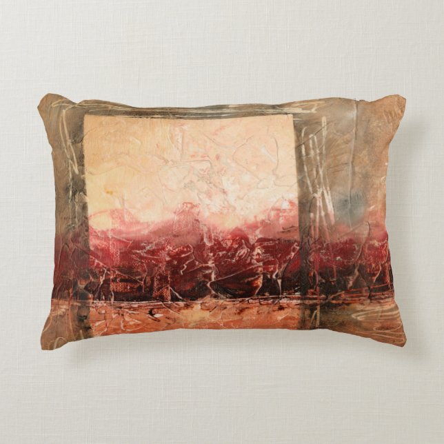 Abstract Red Landscape Decorative Cushion (Front)