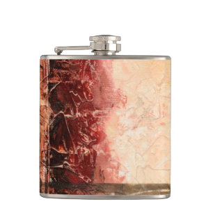 Abstract Red Landscape Hip Flask
