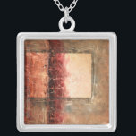 Abstract Red Landscape Silver Plated Necklace<br><div class="desc">Ethan Harper painted this stunning abstract red landscape. A rectangular inset creates a lighter portion of the piece. A very sanguine piece,  order your copy today!</div>