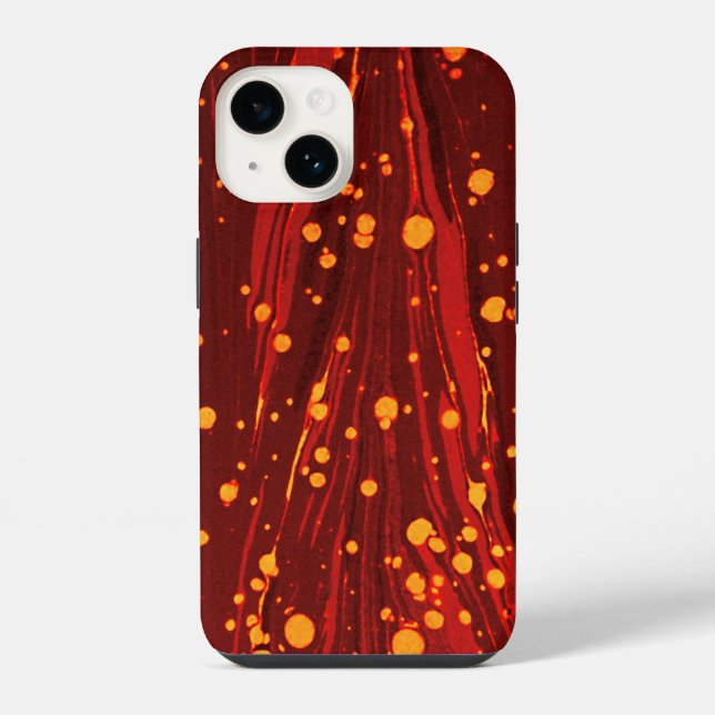 ABSTRACT RED MARBLED PAPER WITH GOLD SPLASHES  iPhone CASE (Back)