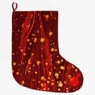 ABSTRACT RED MARBLED PAPER WITH GOLD SPLASHES LARGE CHRISTMAS STOCKING