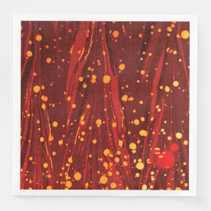 ABSTRACT RED MARBLED PAPER WITH GOLD SPLASHES NAPKIN