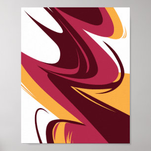 Abstract Red, Maroon, & Yellow Dynamic Streaks Poster