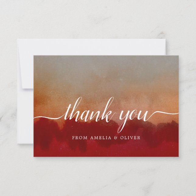 Abstract Red Minimalist Thank You Card (Front)