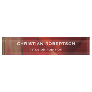 Abstract Red Modern Simple Plain Business Nameplate