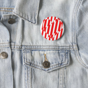 Abstract Red n White Stripes Valentine Heart 6 Cm Round Badge
