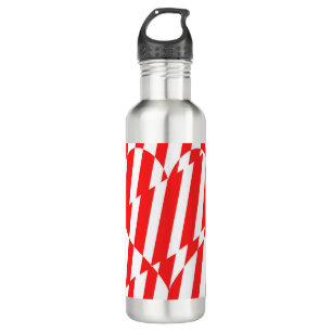 Abstract Red n White Stripes Valentine Heart 710 Ml Water Bottle