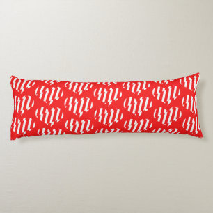 Abstract Red n White Stripes Valentine Heart Body Cushion