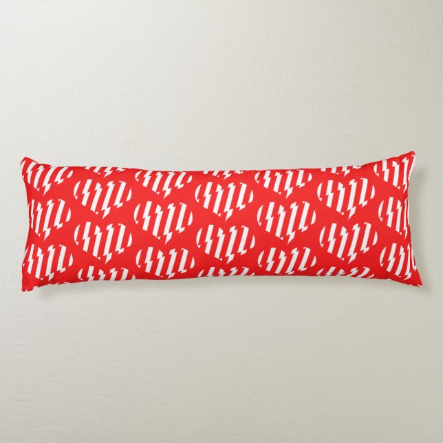 Abstract Red n White Stripes Valentine Heart Body Cushion (Back)
