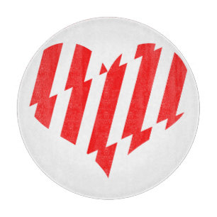 Abstract Red n White Stripes Valentine Heart Cutting Board