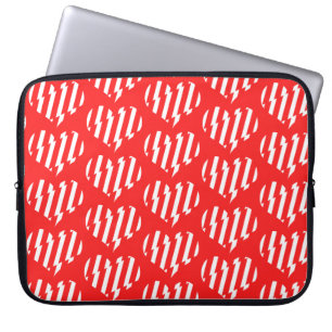 Abstract Red n White Stripes Valentine Heart Laptop Sleeve