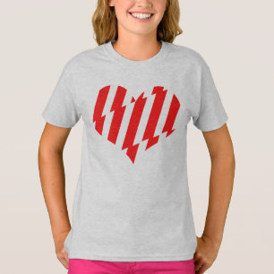 Abstract Red n White Stripes Valentine Heart T-Shirt