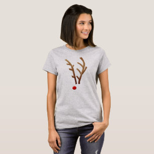 Abstract Red-Nosed Reindeer Funny Christmas T-Shirt