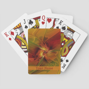 Abstract Red Orange Brown Green Art Flower Name Playing Cards