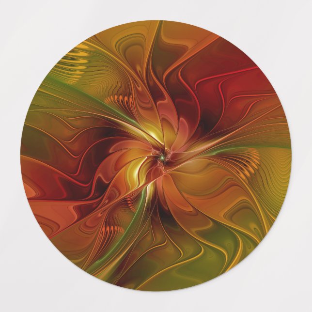 Abstract Red Orange Brown Green Fractal Art Flower (Design 1)
