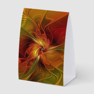 Abstract Red Orange Brown Green Fractal Art Flower