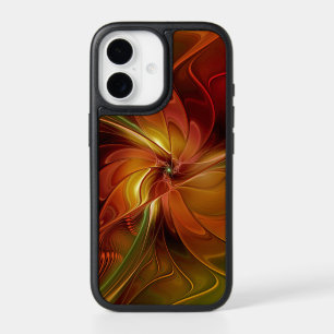 Abstract Red Orange Brown Green Fractal Art Flower