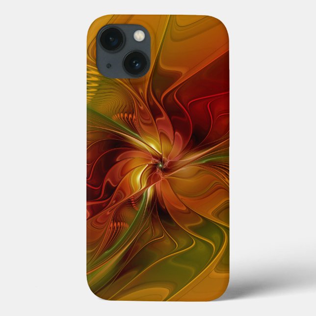 Abstract Red Orange Brown Green Fractal Art Flower Case-Mate iPhone Case (Back)