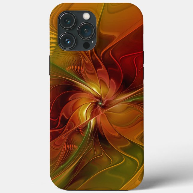 Abstract Red Orange Brown Green Fractal Art Flower Case-Mate iPhone Case (Back)