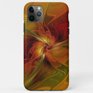 Abstract Red Orange Brown Green Fractal Art Flower iPhone 11 Pro Max Case