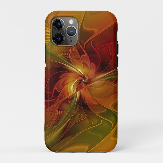 Abstract Red Orange Brown Green Fractal Art Flower Case-Mate iPhone Case (Back)
