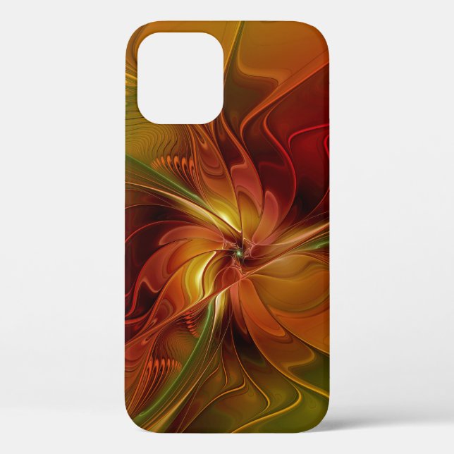 Abstract Red Orange Brown Green Fractal Art Flower Case-Mate iPhone Case (Back)