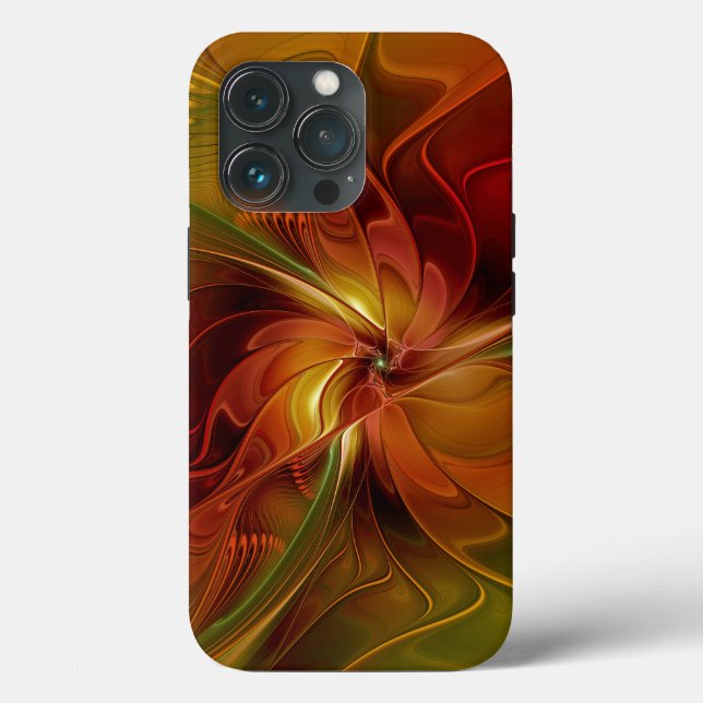 Abstract Red Orange Brown Green Fractal Art Flower Case-Mate iPhone Case (Back)