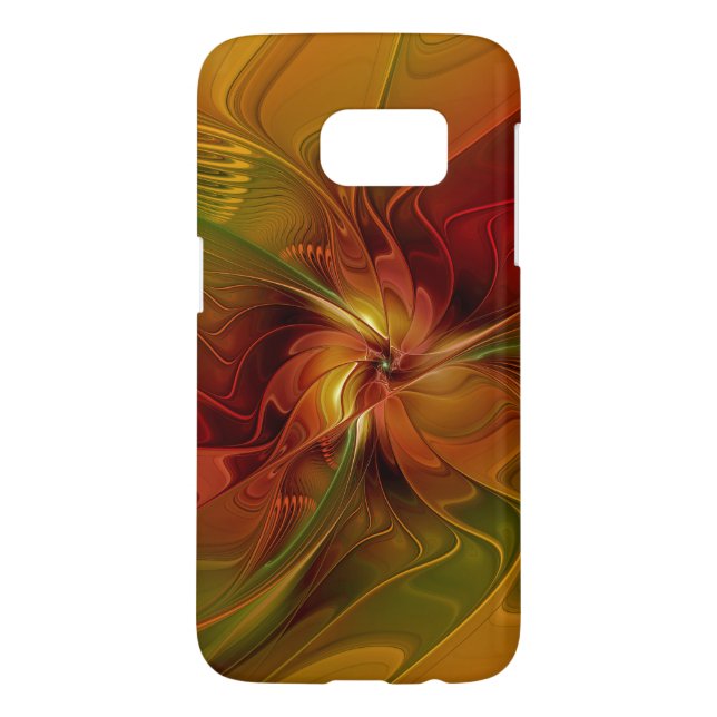 Abstract Red Orange Brown Green Fractal Art Flower Case-Mate Samsung Galaxy Case (Back)