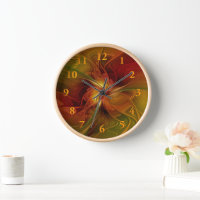 Abstract Red Orange Brown Green Fractal Art Flower