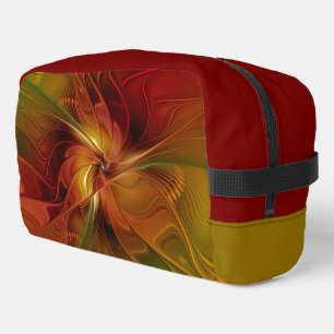 Abstract Red Orange Brown Green Fractal Art Flower Dopp Kit