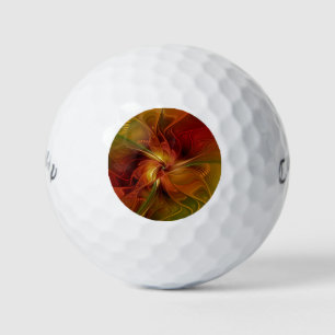 Abstract Red Orange Brown Green Fractal Art Flower Golf Balls