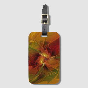 Abstract Red Orange Brown Green Fractal Art Flower Luggage Tag