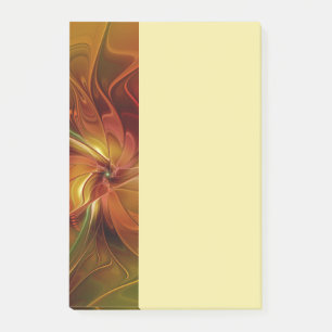 Abstract Red Orange Brown Green Fractal Art Flower Post-it Notes