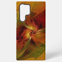 Abstract Red Orange Brown Green Fractal Art Flower