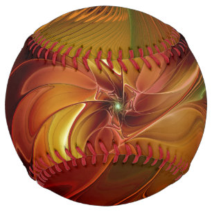 Abstract Red Orange Brown Green Fractal Art Flower Softball