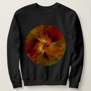 Abstract Red Orange Brown Green Fractal Art Flower Sweatshirt