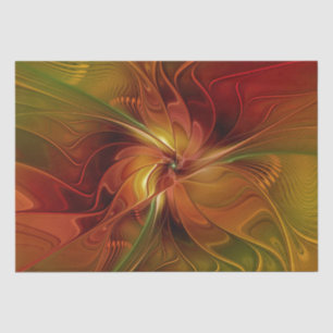 Abstract Red Orange Brown Green Fractal Art Flower Tissue Paper
