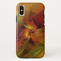 Abstract Red Orange Brown Green Fractal Art Name