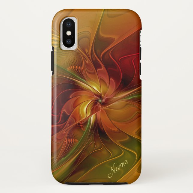 Abstract Red Orange Brown Green Fractal Art Name Case-Mate iPhone Case (Back)