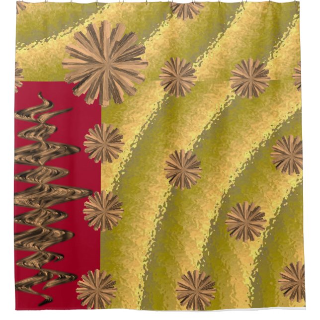 abstract red orange circles black showercurtain shower curtain (Front)