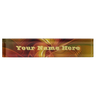 Abstract Red Orange Green Fractal Art Flower Text Nameplate