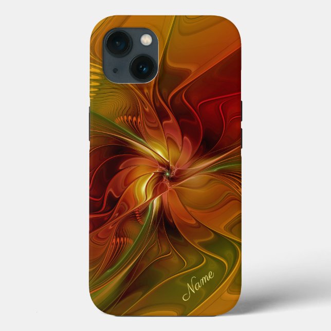 Abstract Red Orange Green Fractal Flower Name Case-Mate iPhone Case (Back)