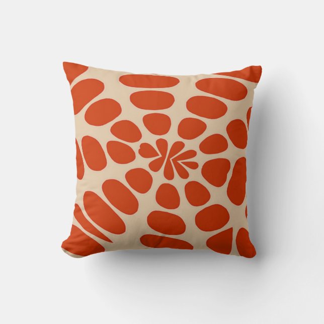 Abstract Red Pebbles Cushion (Front)