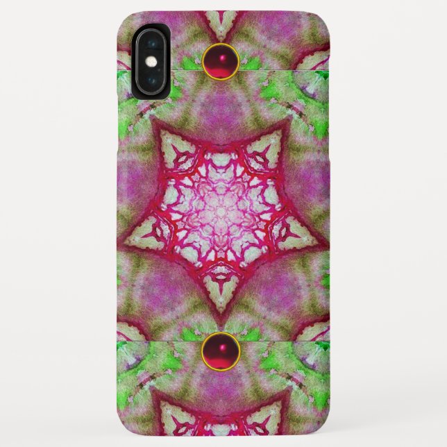 ABSTRACT RED PINK PURPLE FUCHSIA STARS WITH GEMS Case-Mate iPhone CASE (Back)