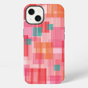 Abstract Red pink teal Geometric Squares Pattern iPhone 13 Case