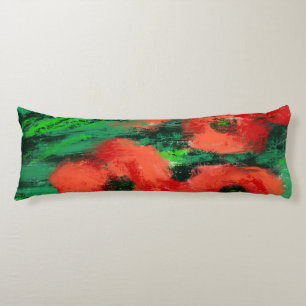 Abstract Red Poppies Floral Painting Body Cushion