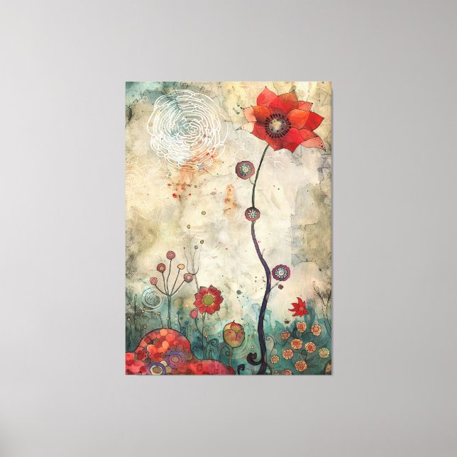 Abstract Red Poppy Wall Art Home and Office Print  (Front)