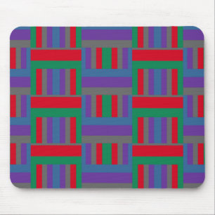 Abstract Red Purple and Green Line Pattern on Gray Mouse Mat